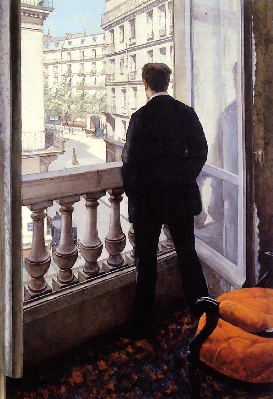 Gustave Caillebotte Young Man at his Window oil painting image